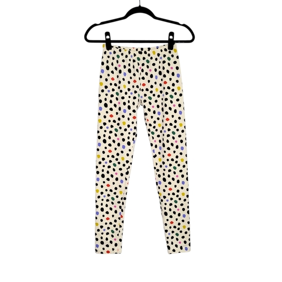 Hanna Andersson Girls White Multicolor Polka Dot Leggings Size 12 Pull-On Comfy - Picture 2 of 7
